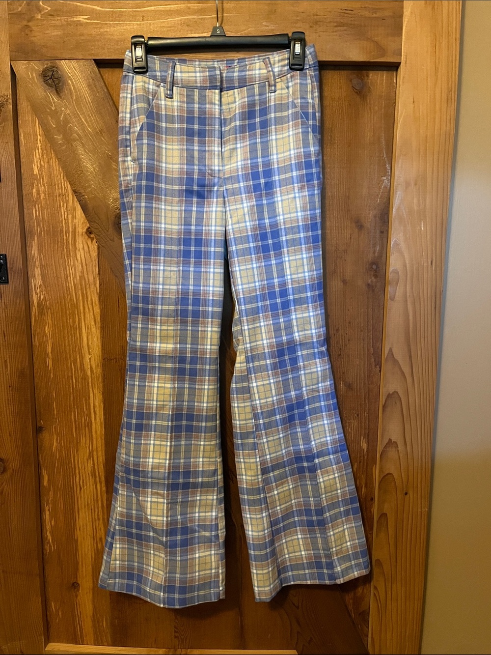 Urban Outfitters Blue and Cream Plaid Pants